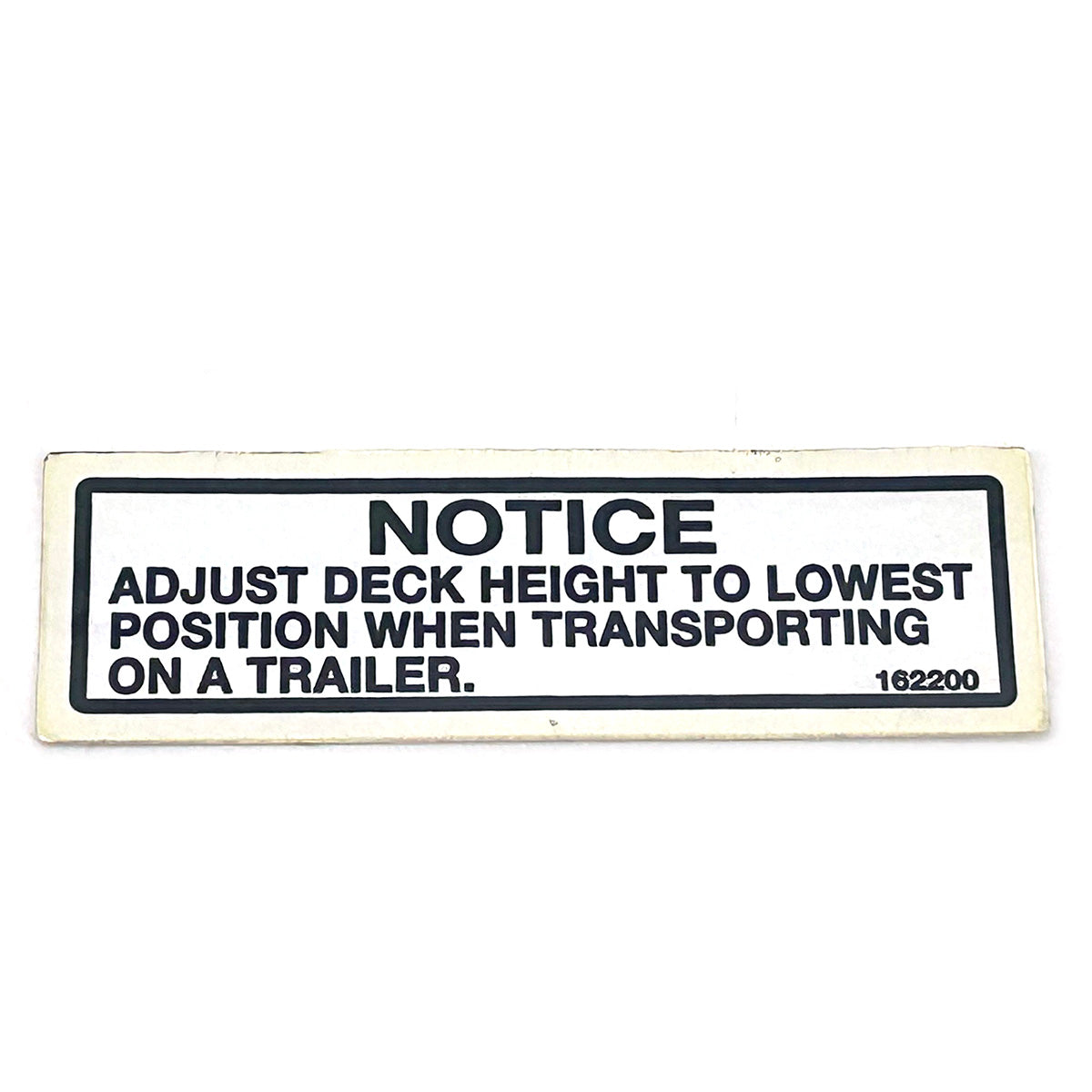 Grasshopper part 162200 — DECAL - DECK TRANSPORT NOTICE