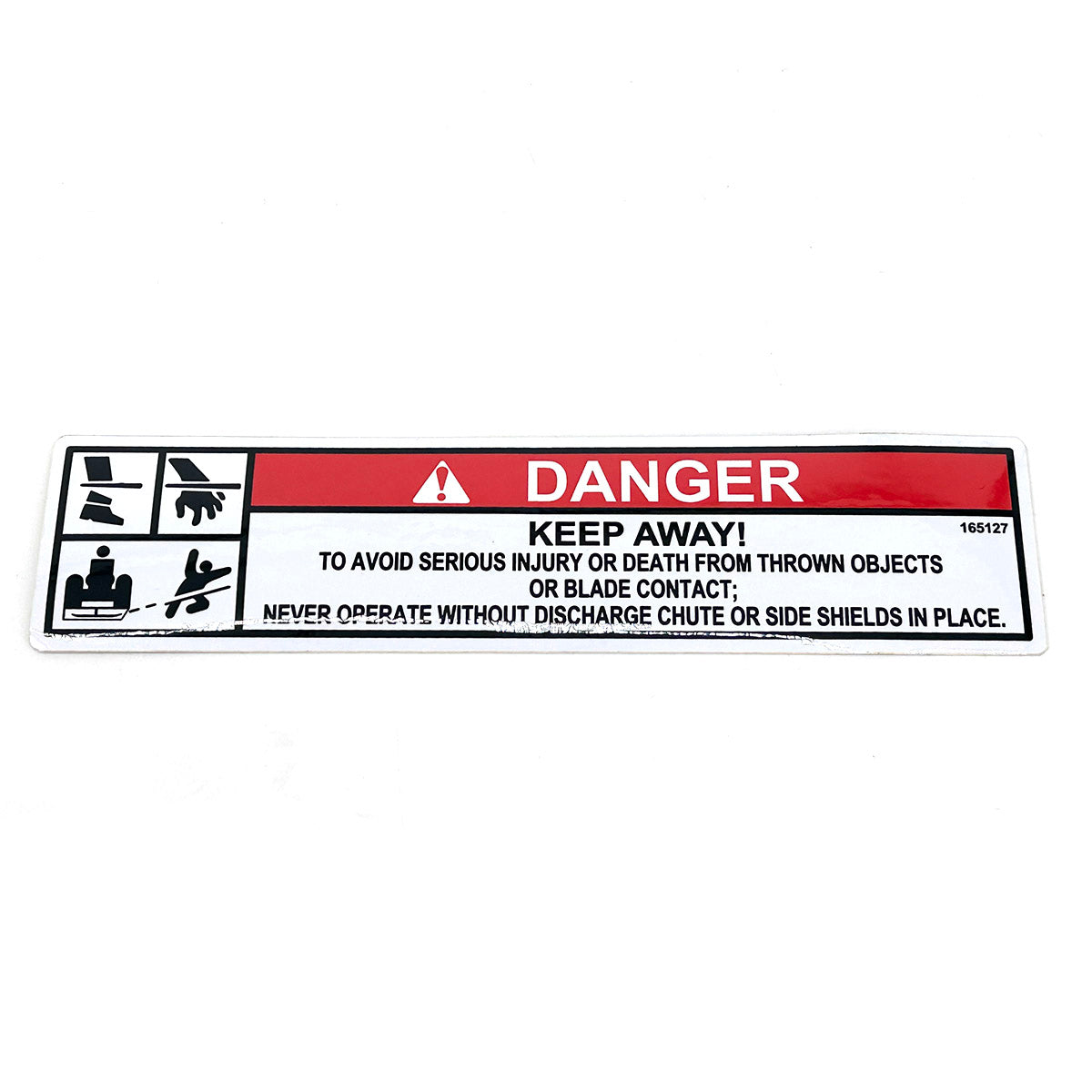 Grasshopper part 165127 — DECAL KEEP AWAY DISCHARGE