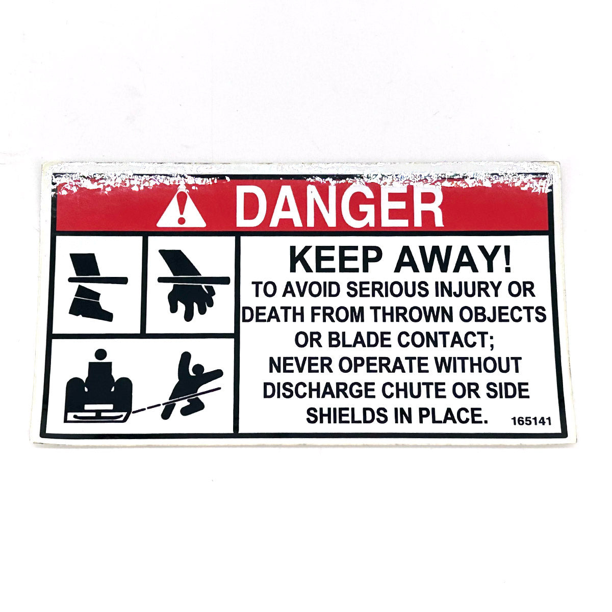 Grasshopper part 165141 — DECAL - KEEP AWAY DISCHARGE