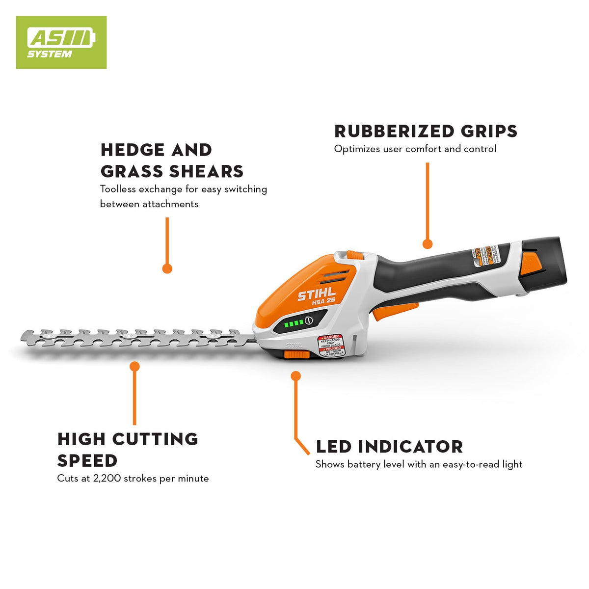 STIHL - HSA 26 Hedge Trimmer - Set Cordless Shrub Shears - HA03-011-3507-US photo 2