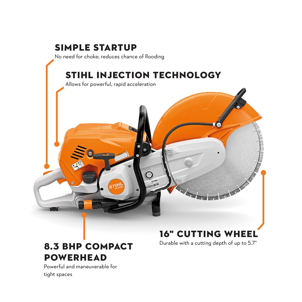 STIHL - TS 910.0I-Z Cut-Off Saw - Cut-Off Machine, 400MM/16" - TB01-011-2821-US photo 9