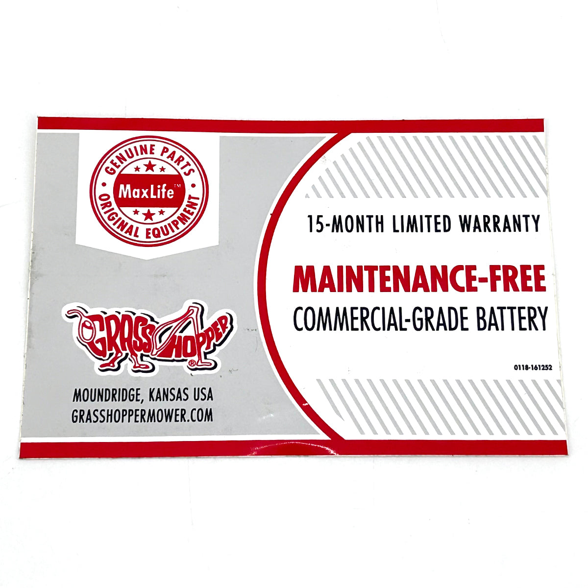 Grasshopper part 161252 — DECAL - BATTERY LARGE