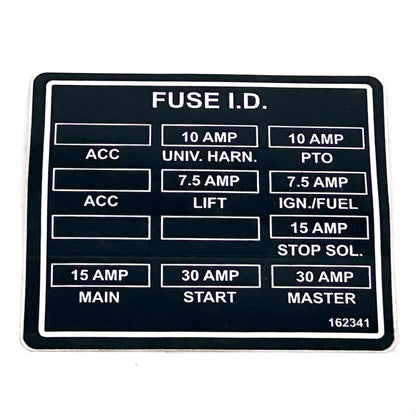 Grasshopper part 162341 — DECAL - FUSE ID FRONT MOUNT