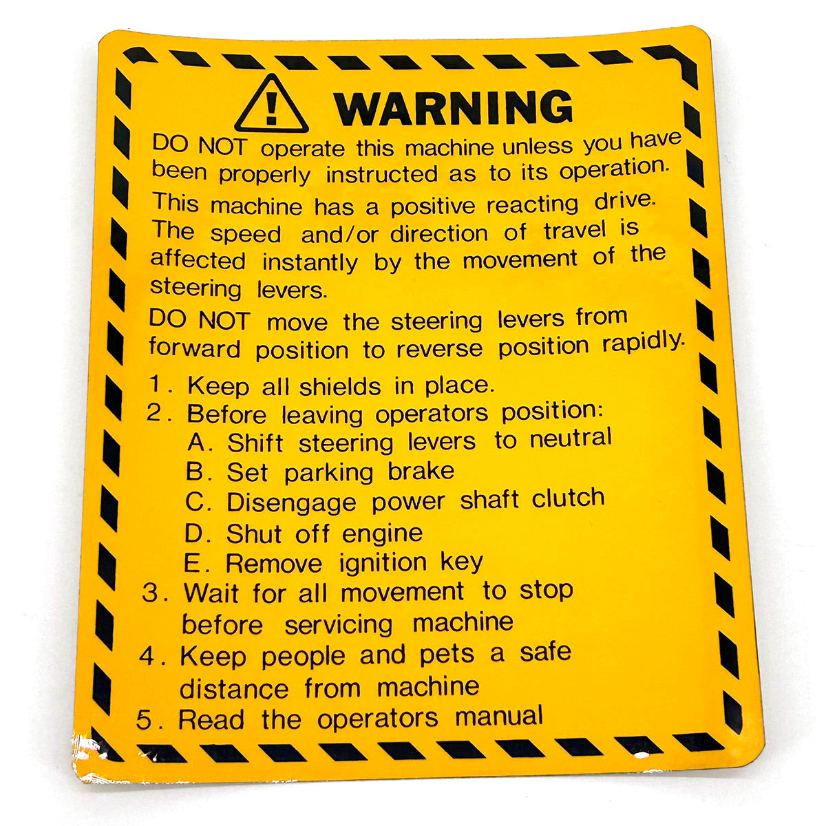 Grasshopper part 165620 — DECAL - OPERATORS WARNING