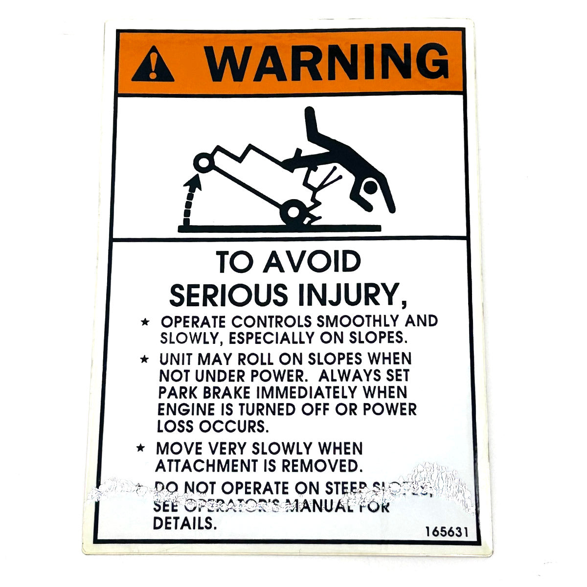 Grasshopper part 165631 — DECAL - WARNING AVOID INJURY