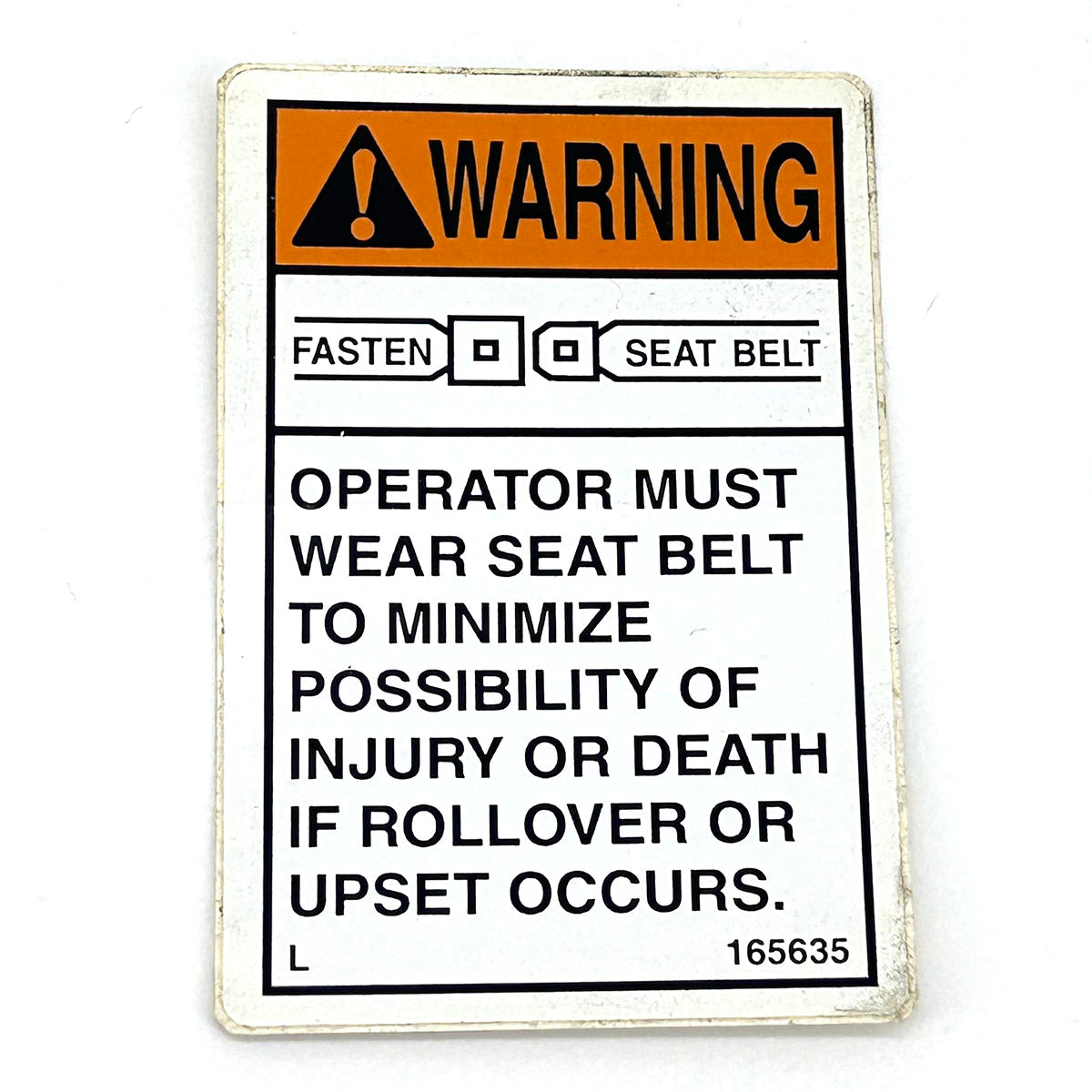 Grasshopper part 165635 — DECAL - SEAT BELT WARNING
