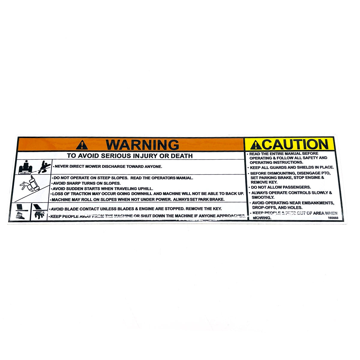 Grasshopper part 165668 — DECAL - WARNING AND CAUTION