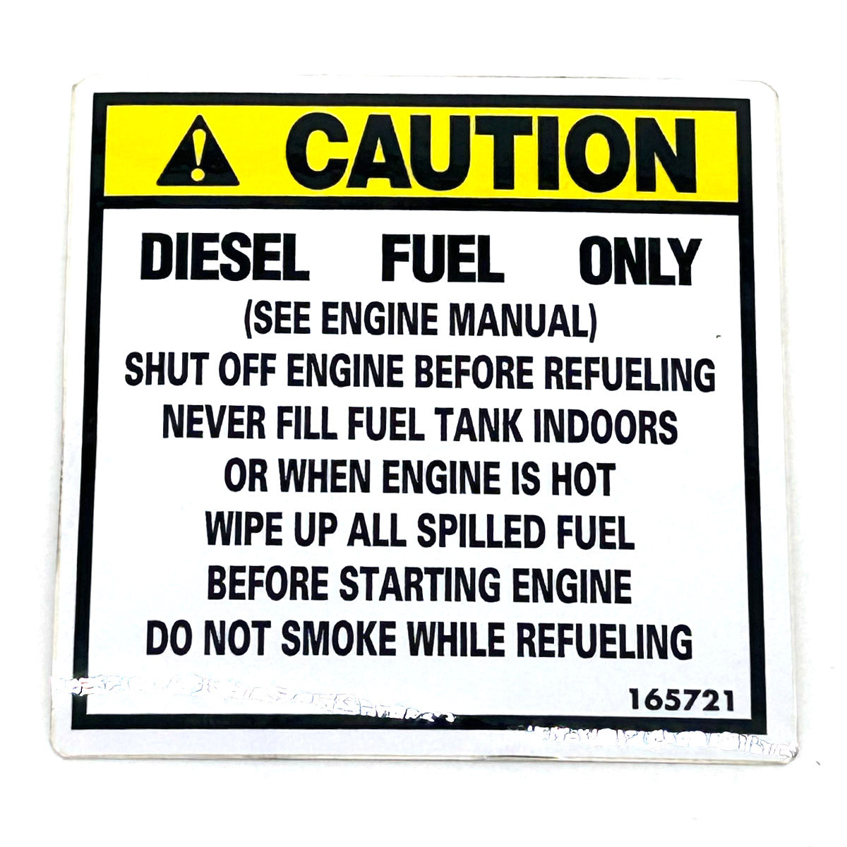 Grasshopper part 165721 — DECAL - DIESEL REFUEL WARNING