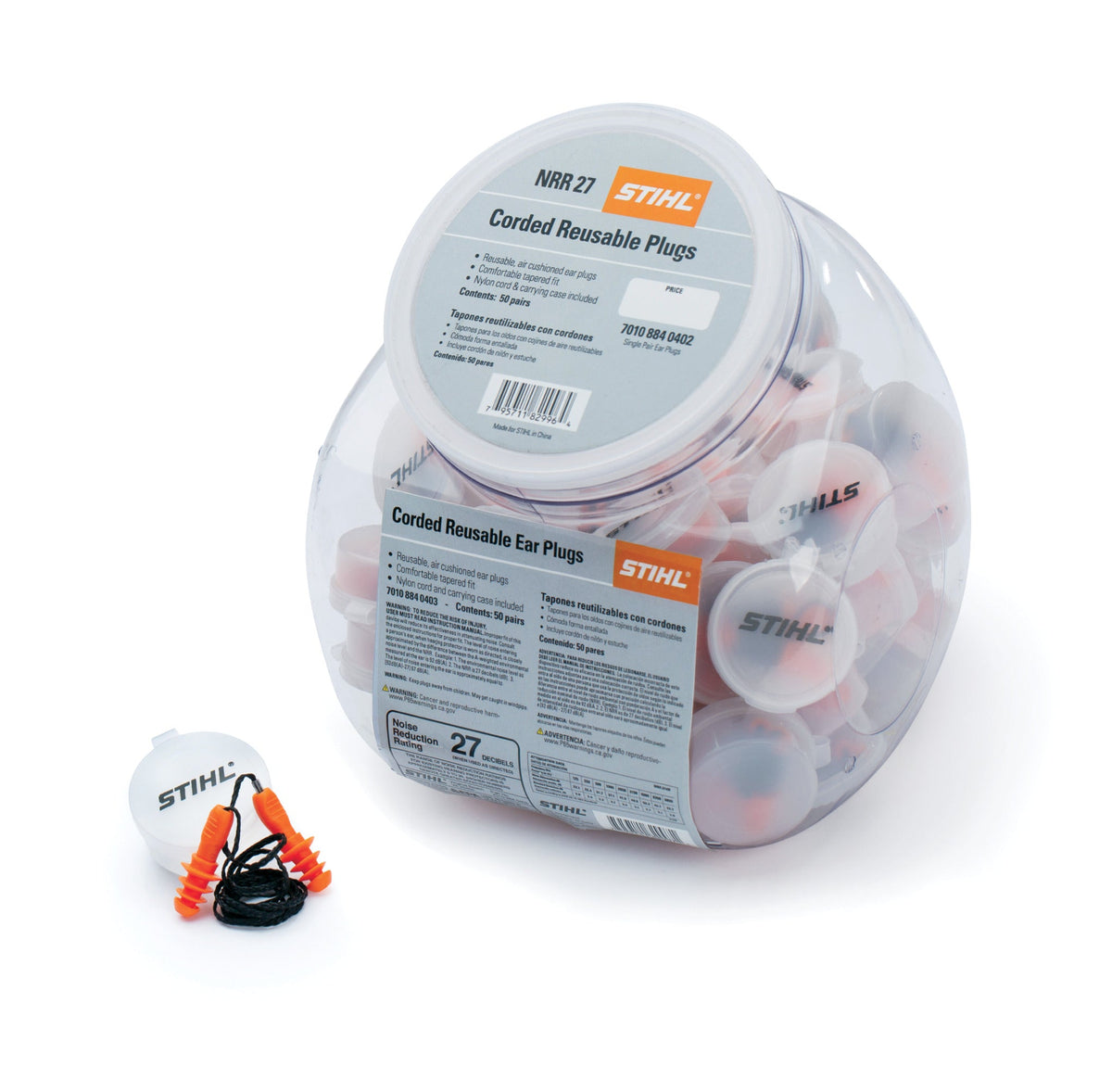STIHL - Nrr 27 Poly Ear Plugs W/cord 50 Pack - 7010-884-0403 photo 2