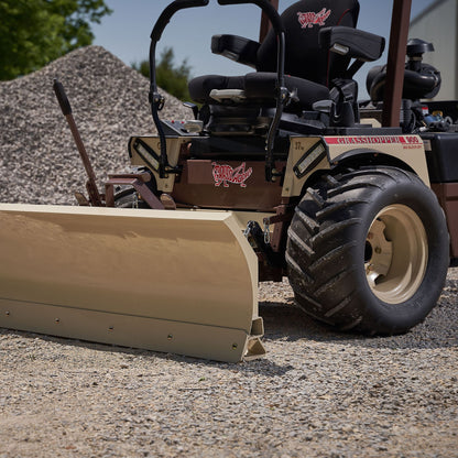 Grasshopper Dozer Blade (533478) — manufacturer marketing image (grasshoppermower.com/attachments/frontmount-dozer-blades)