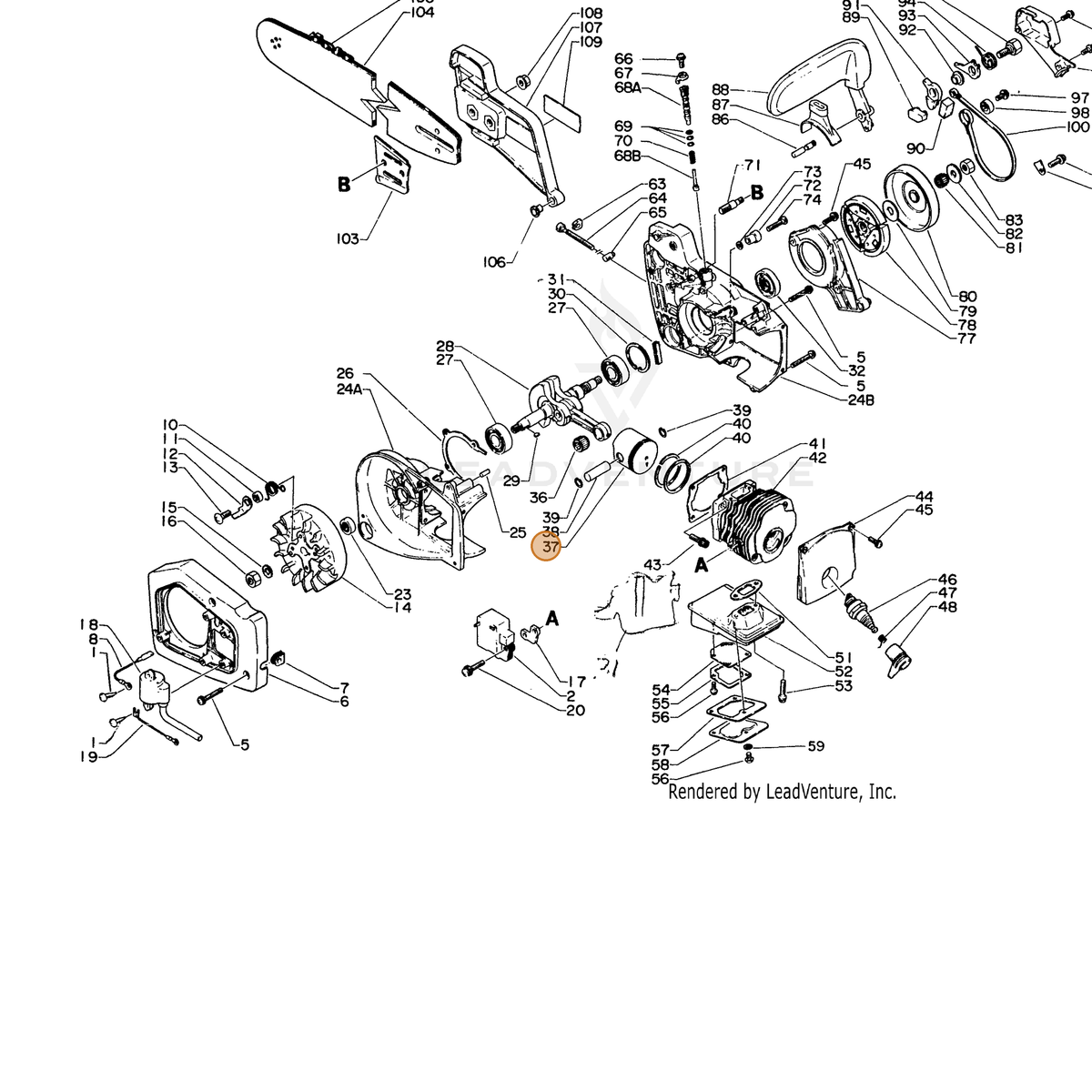 ECHO part 10000015131 — IPL diagram snippet (6x zoom, amber highlight)