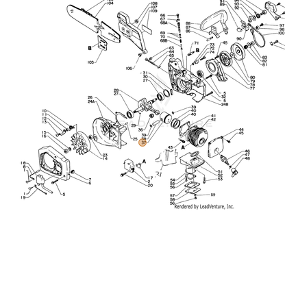 ECHO part 10000015131 — IPL diagram snippet (6x zoom, amber highlight)