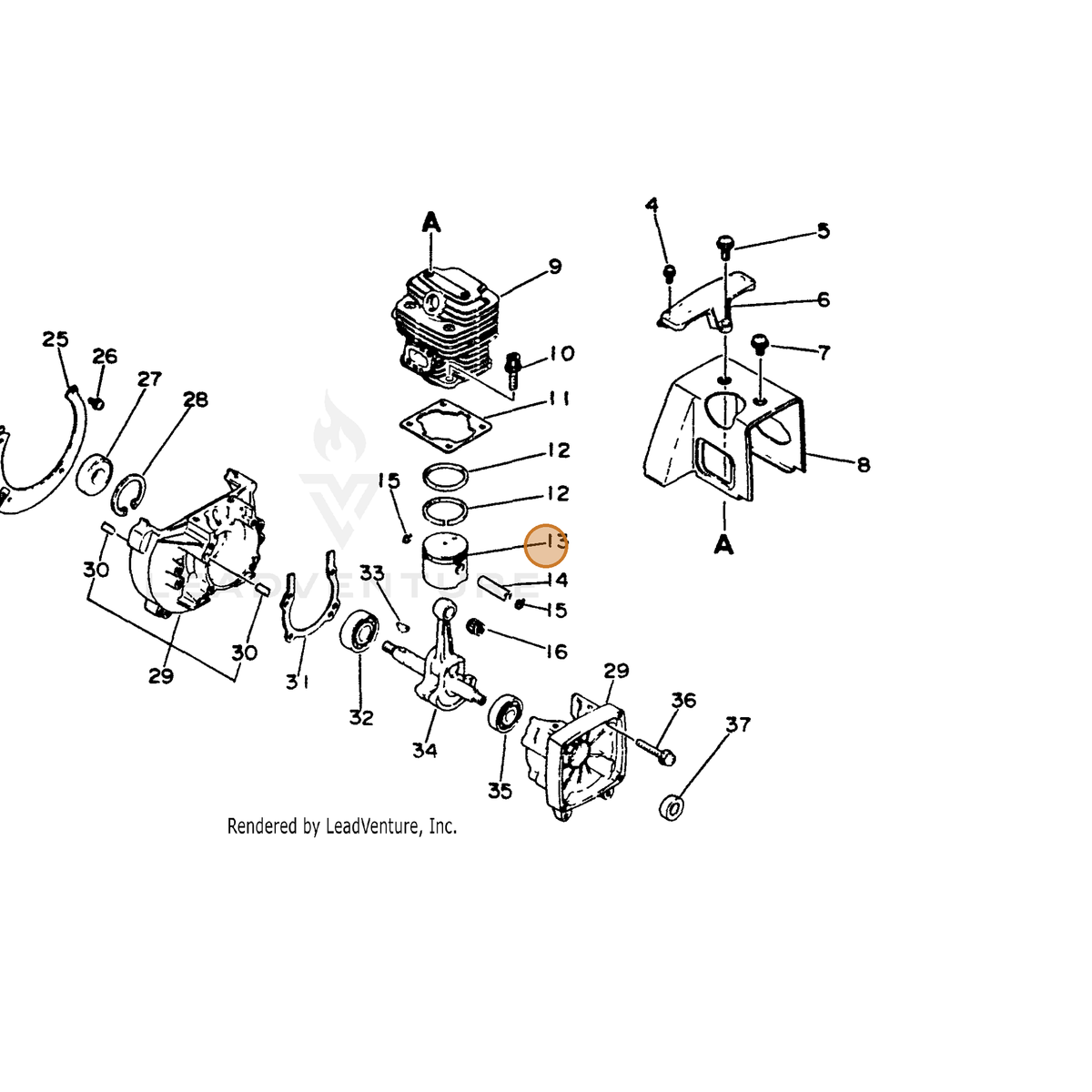 ECHO part 10000027431 — IPL diagram snippet (6x zoom, amber highlight)