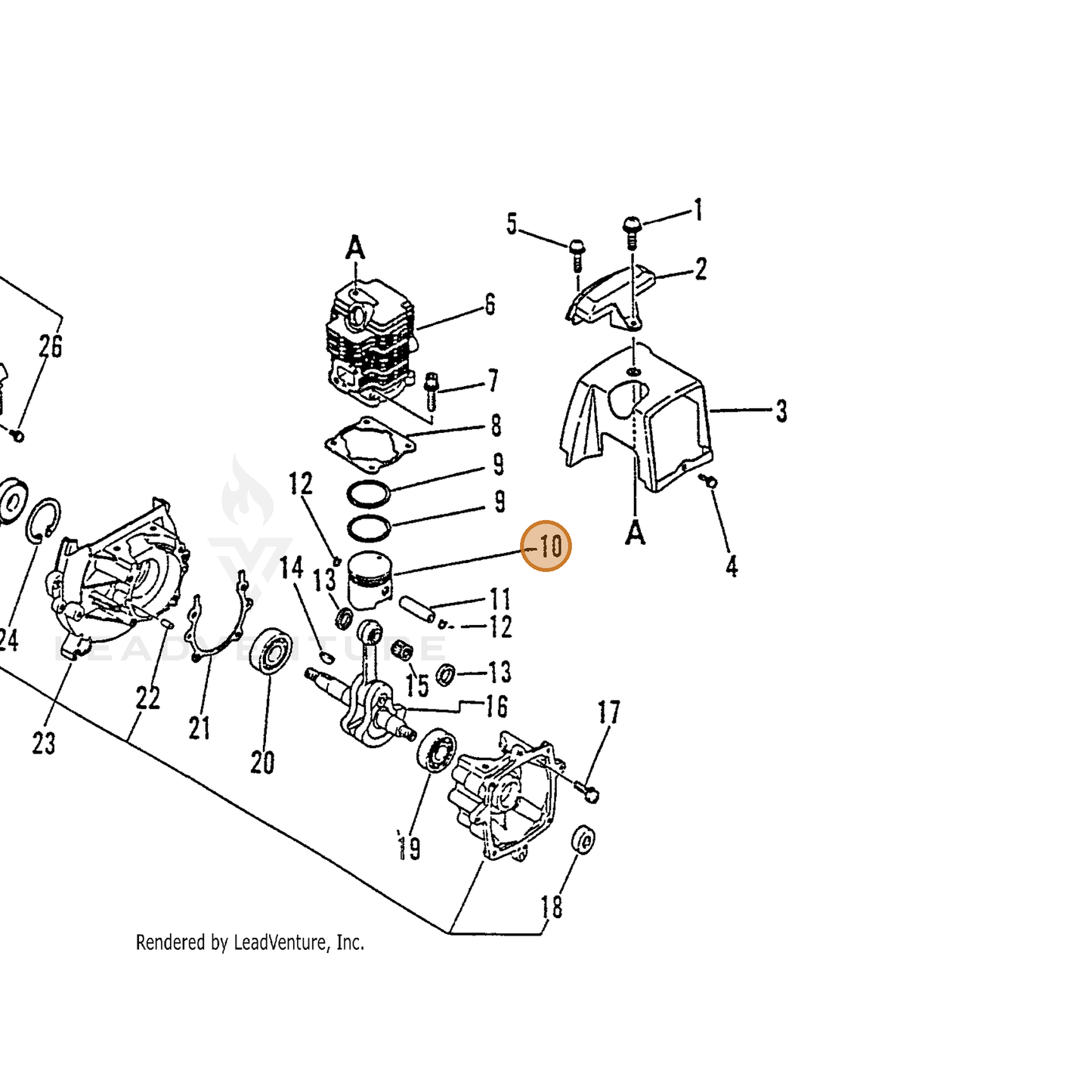 ECHO part 10000045431 — IPL diagram snippet (6x zoom, amber highlight)