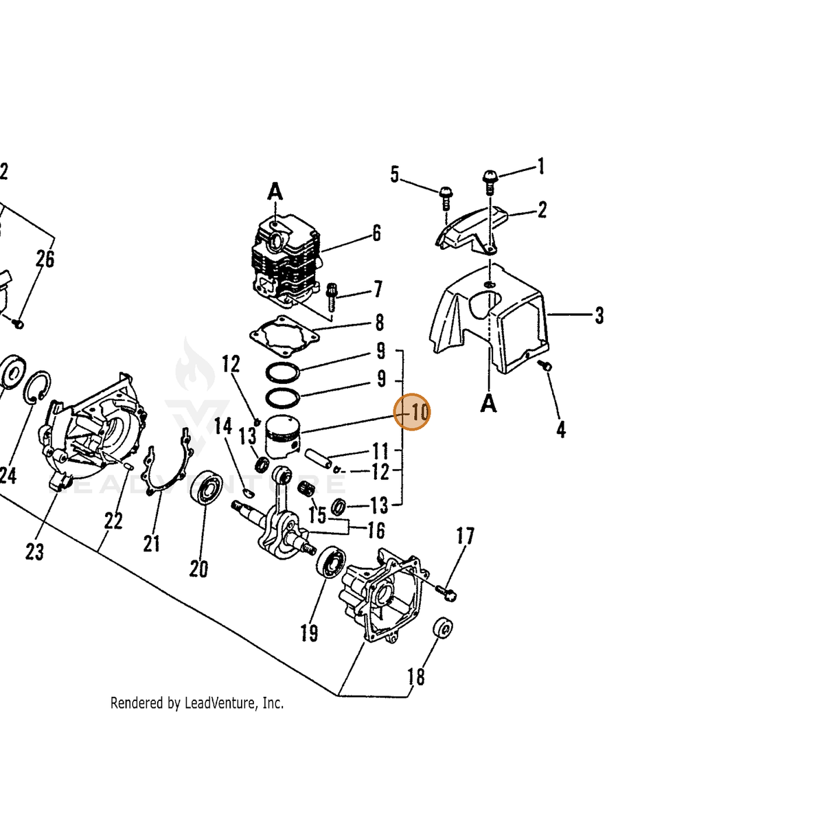 ECHO part 10000051230 — IPL diagram snippet (6x zoom, amber highlight)