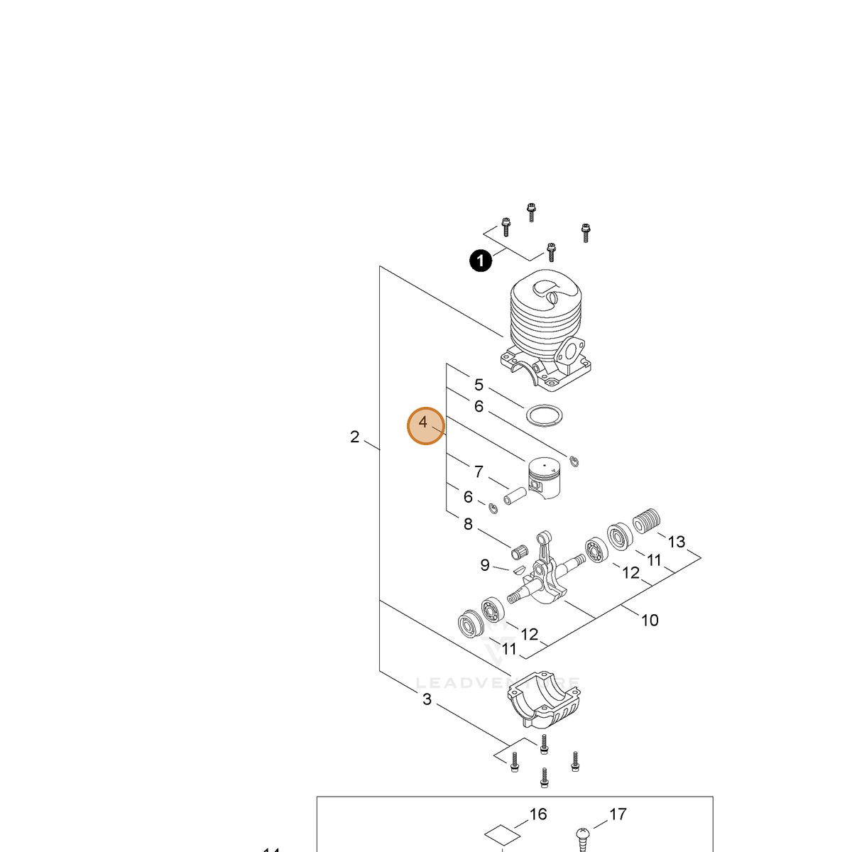 ECHO part 10000059531 — IPL diagram snippet (6x zoom, amber highlight)