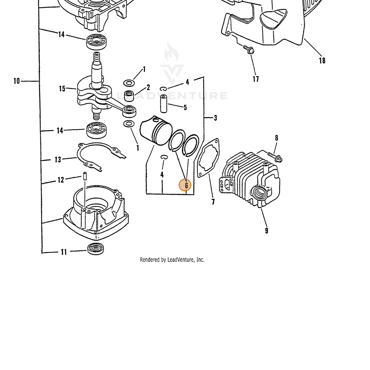 ECHO part 10001109560 — IPL diagram snippet (6x zoom, amber highlight)