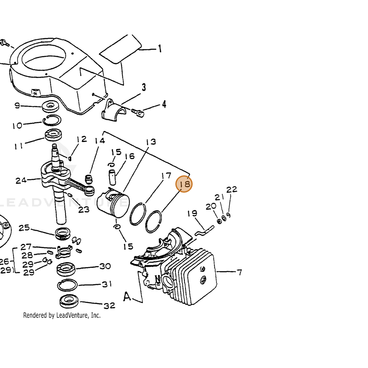 ECHO part 10001111620 — IPL diagram snippet (6x zoom, amber highlight)