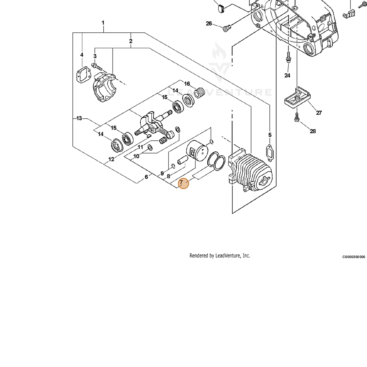 ECHO part 10001113330 — IPL diagram snippet (6x zoom, amber highlight)