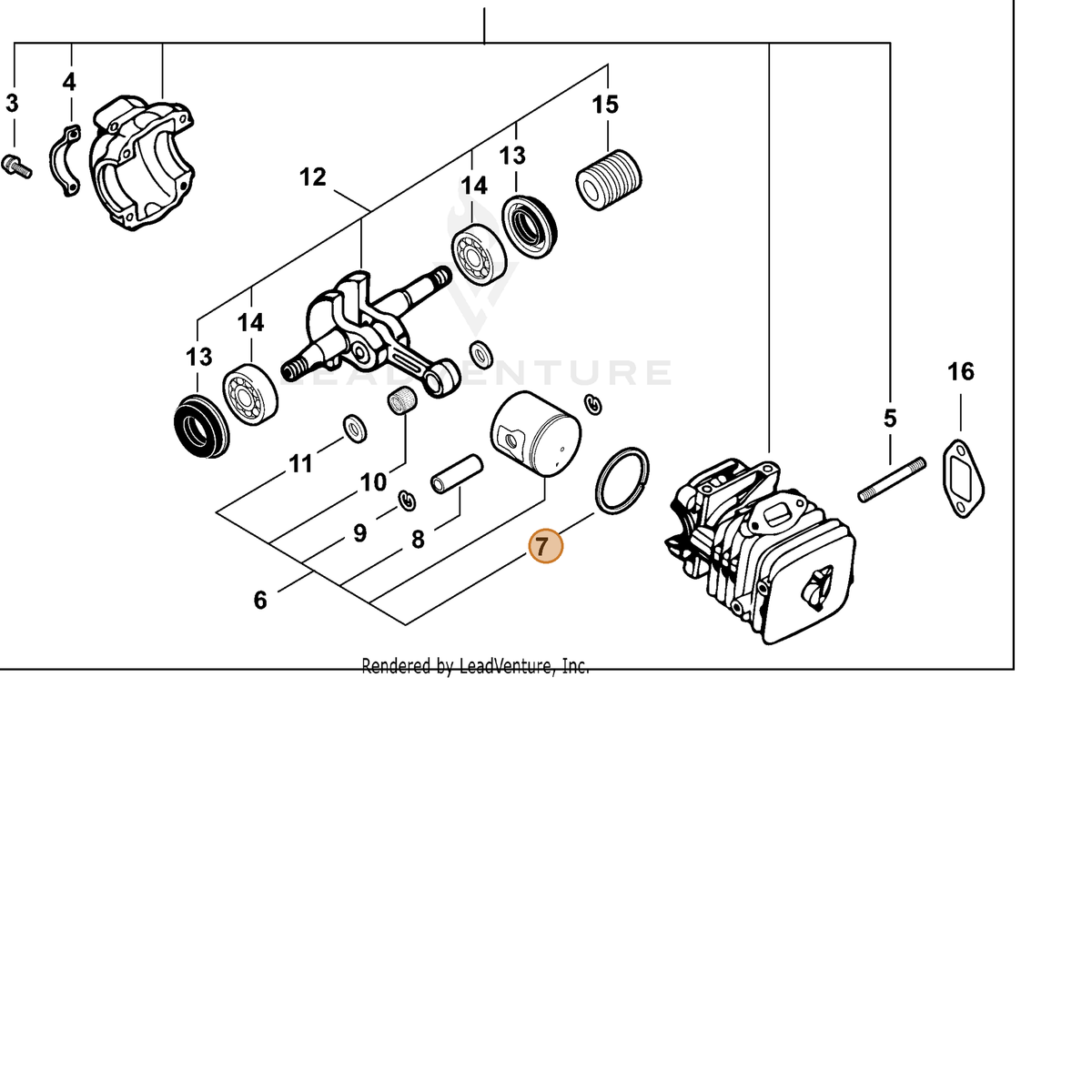 ECHO part 10001116131 — IPL diagram snippet (6x zoom, amber highlight)