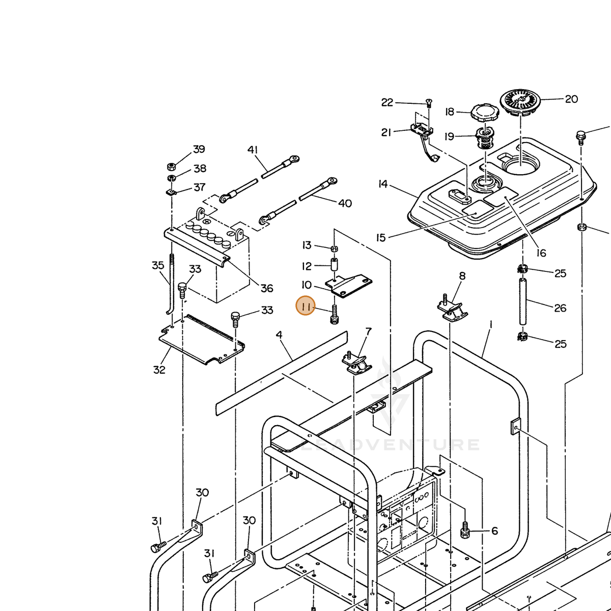 ECHO part 100011306400 — IPL diagram snippet (6x zoom, amber highlight)