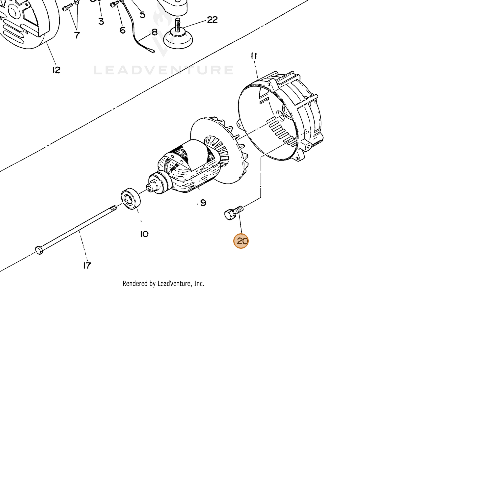 ECHO part 100011308180 — IPL diagram snippet (6x zoom, amber highlight)
