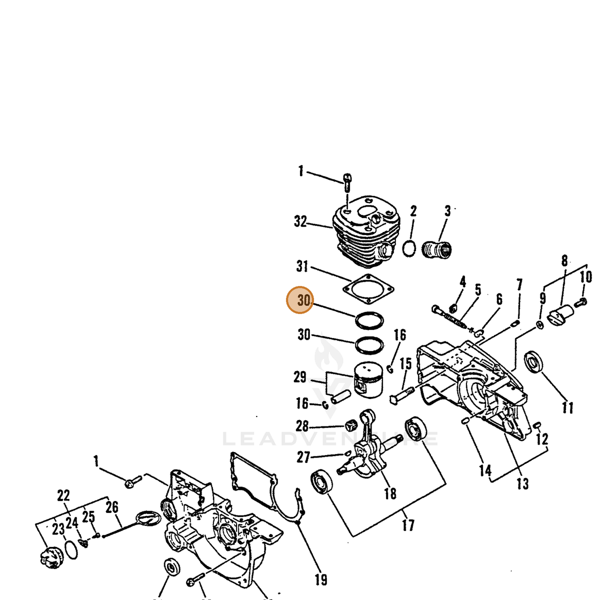 ECHO part 10001133730 — IPL diagram snippet (6x zoom, amber highlight)