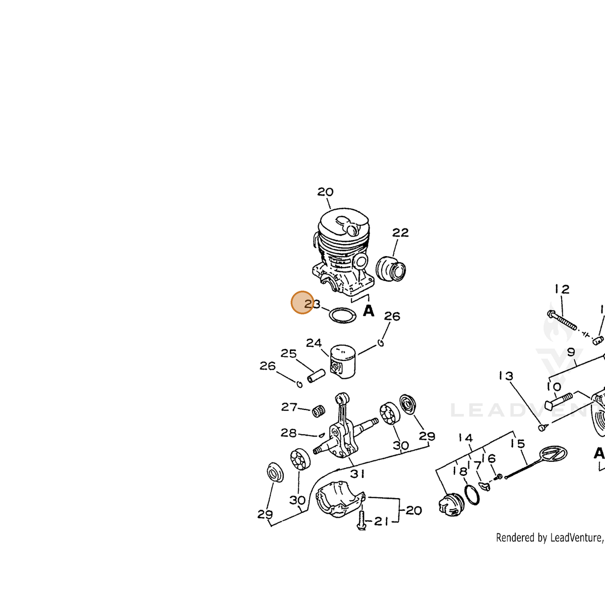 ECHO part 10001137330 — IPL diagram snippet (6x zoom, amber highlight)