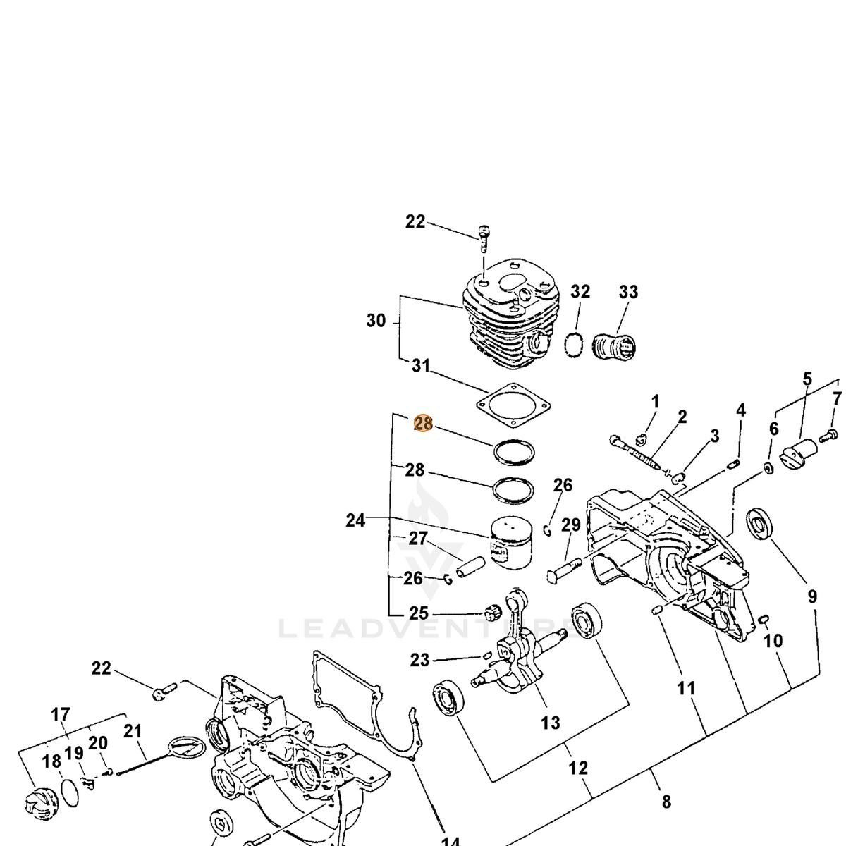 ECHO part 10001139731 — IPL diagram snippet (6x zoom, amber highlight)