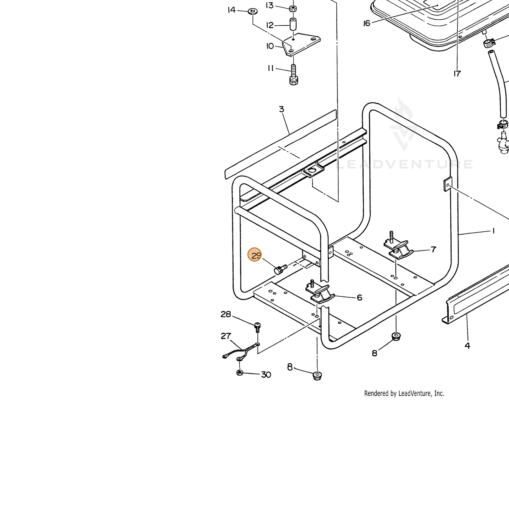 ECHO part 100011406160 — IPL diagram snippet (6x zoom, amber highlight)