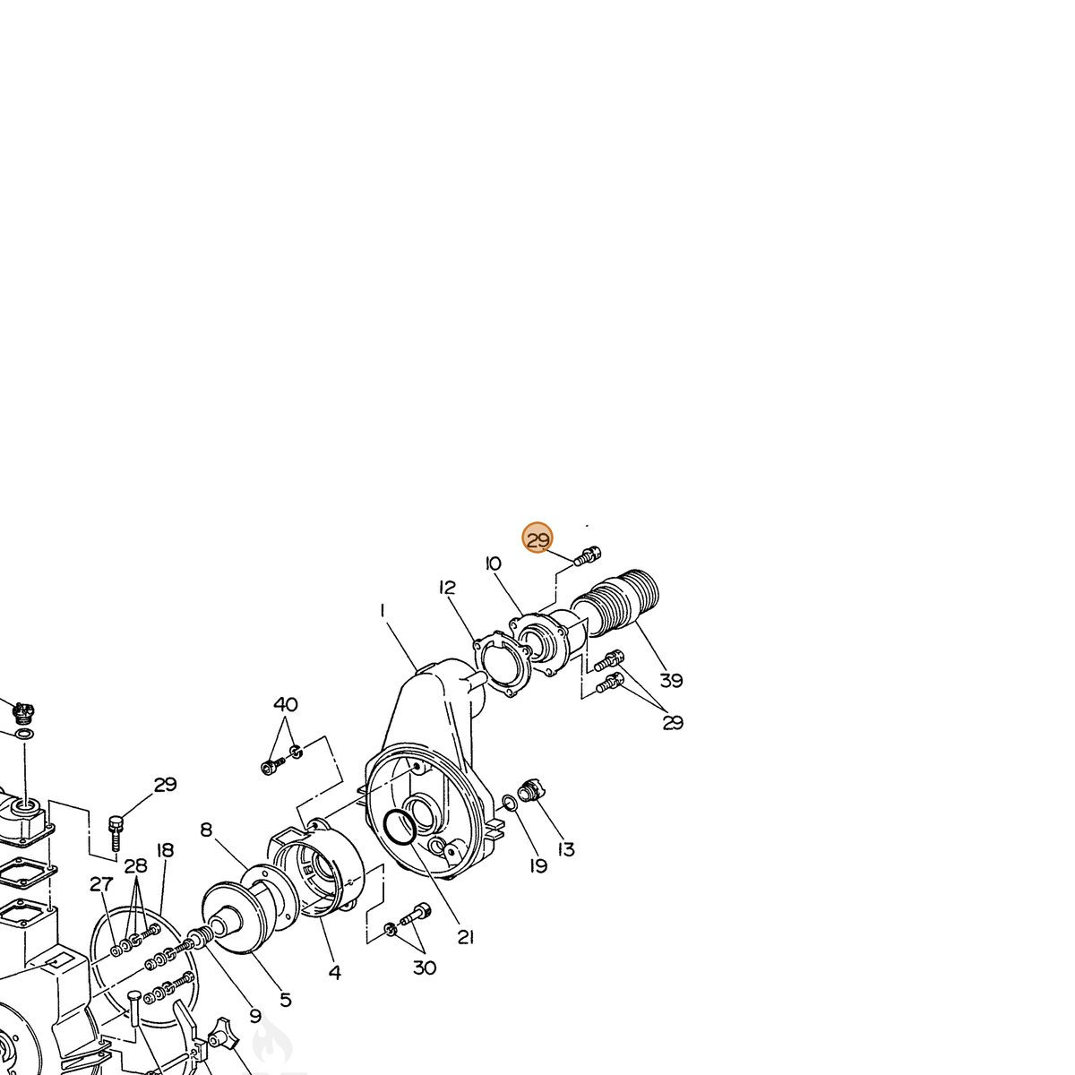 ECHO part 100011408250 — IPL diagram snippet (6x zoom, amber highlight)