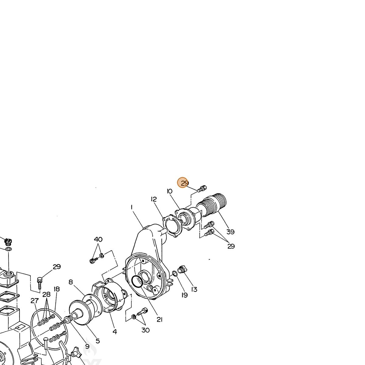 ECHO part 100011410300 — IPL diagram snippet (6x zoom, amber highlight)