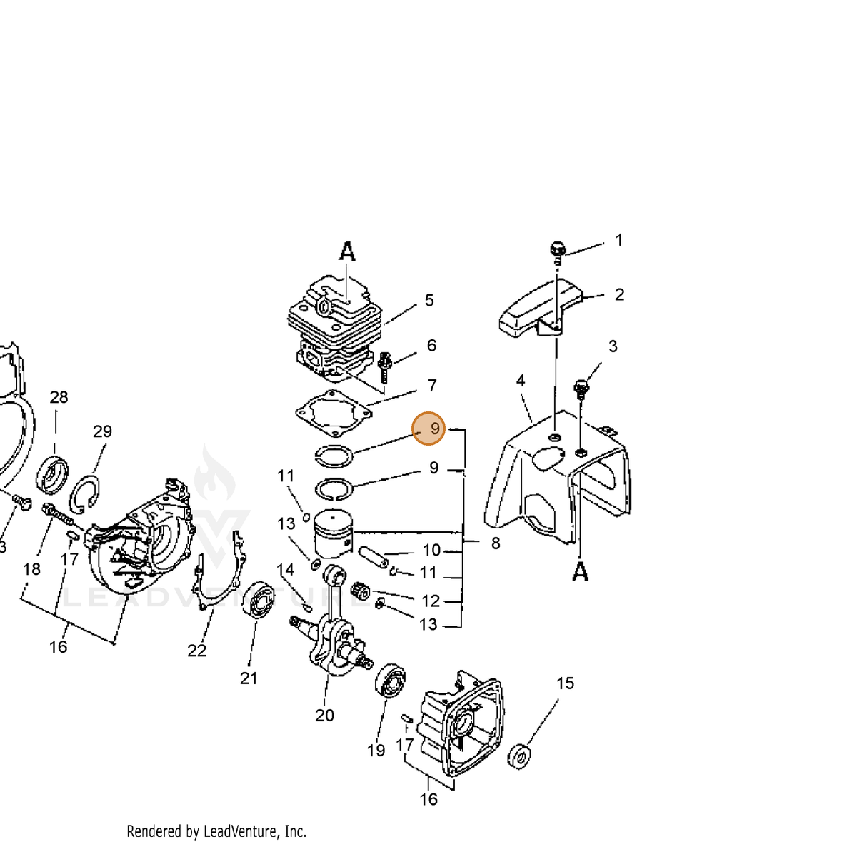 ECHO part 10001142230 — IPL diagram snippet (6x zoom, amber highlight)