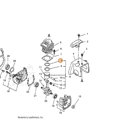 ECHO part 10001142230 — IPL diagram snippet (6x zoom, amber highlight)