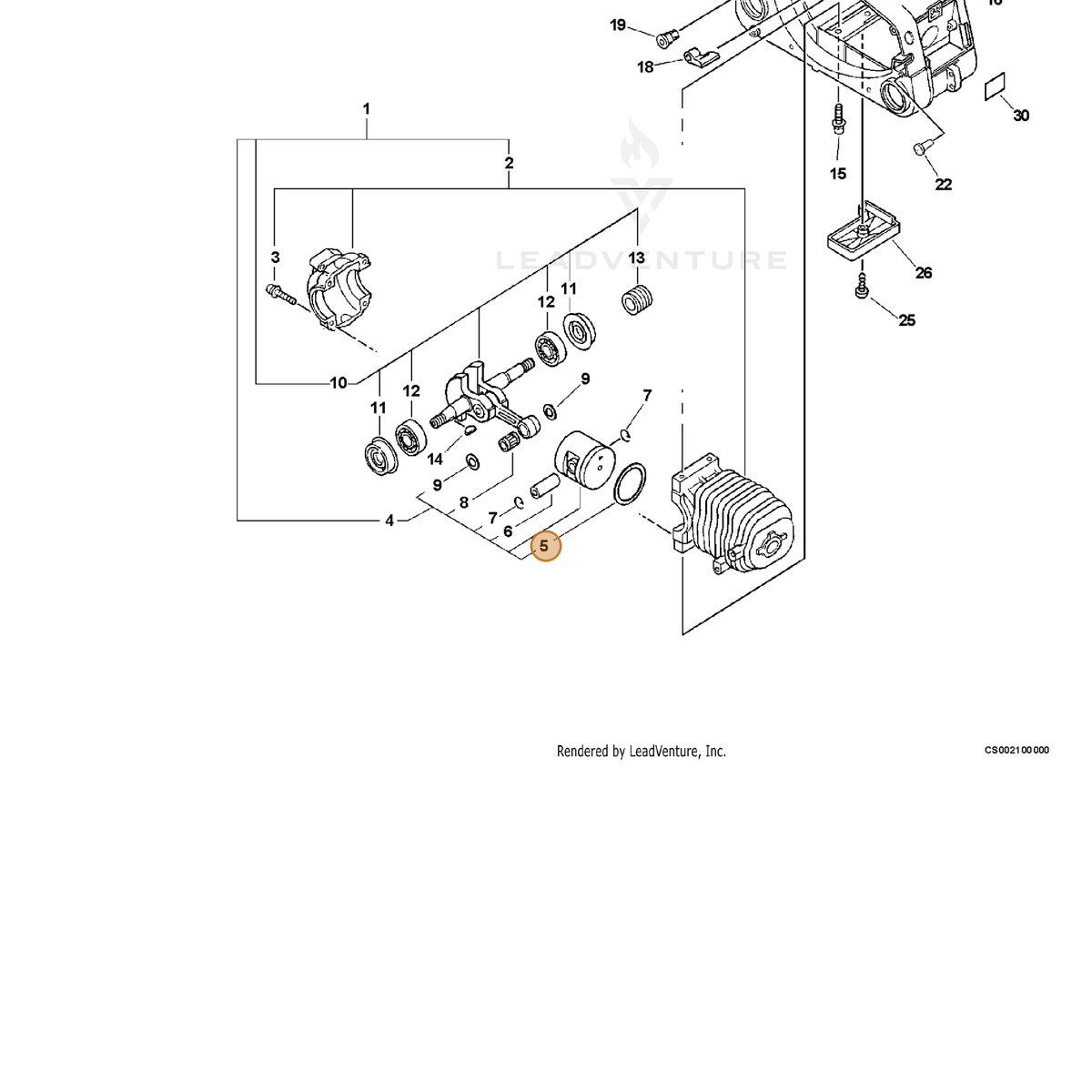 ECHO part 10001146430 — IPL diagram snippet (6x zoom, amber highlight)