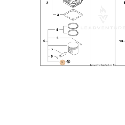 ECHO part 10001230830 — IPL diagram snippet (6x zoom, amber highlight)