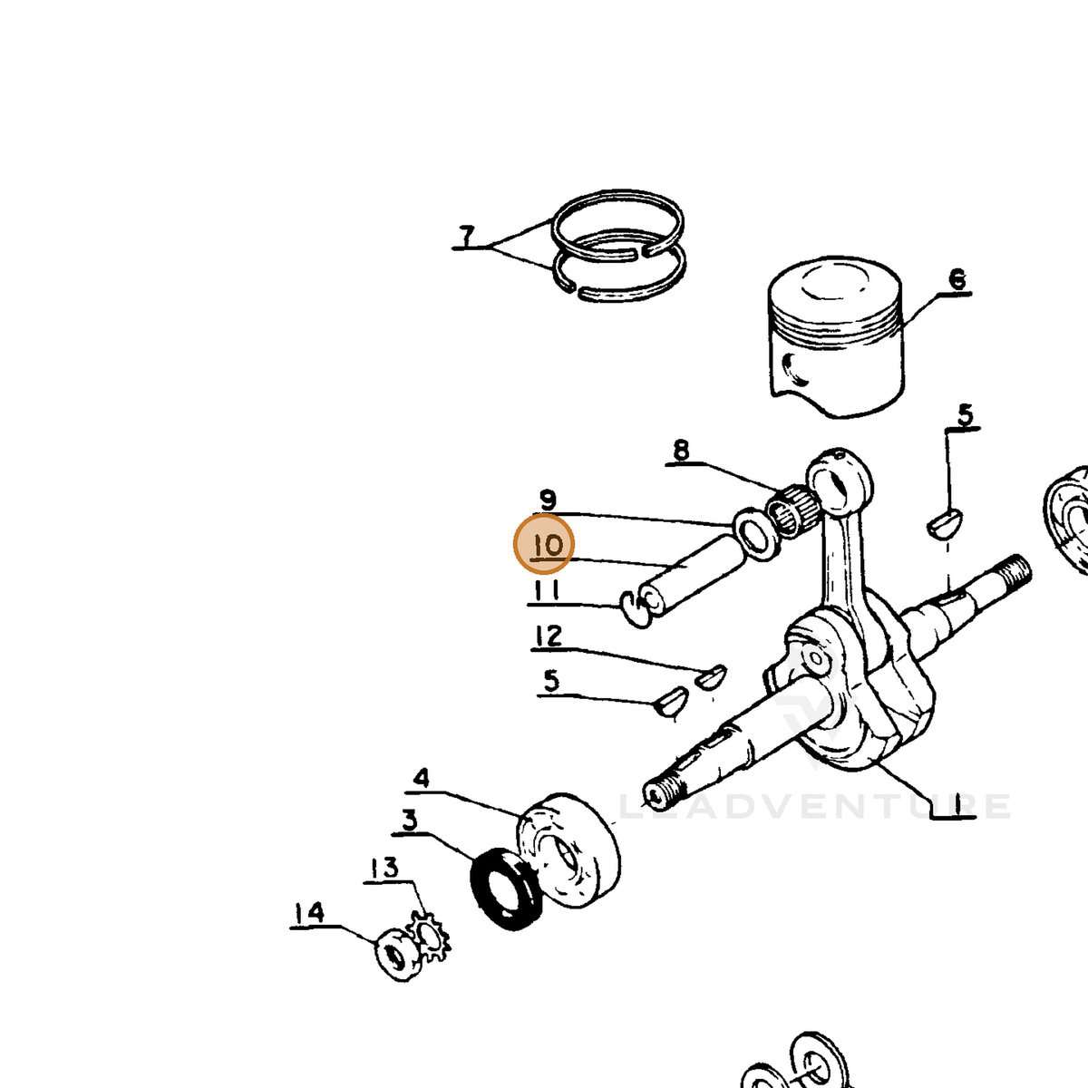 ECHO part 10001300230 — IPL diagram snippet (6x zoom, amber highlight)