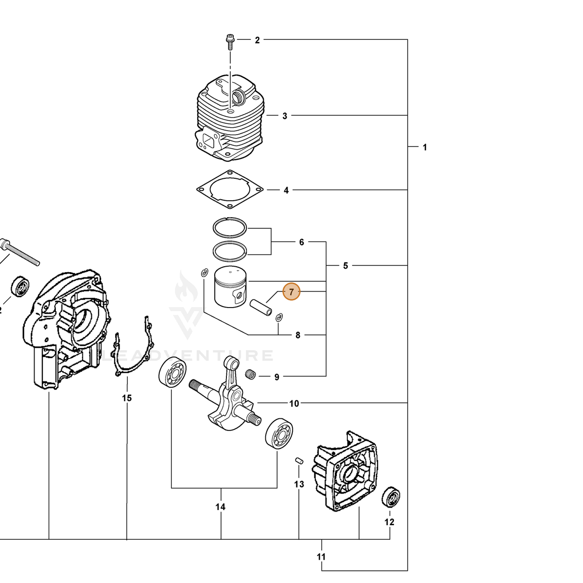 ECHO part 10001306210 — IPL diagram snippet (6x zoom, amber highlight)