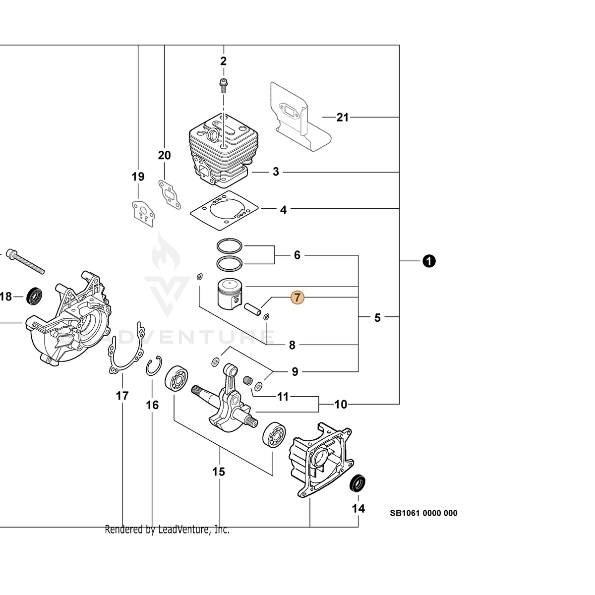 ECHO part 10001311520 — IPL diagram snippet (6x zoom, amber highlight)