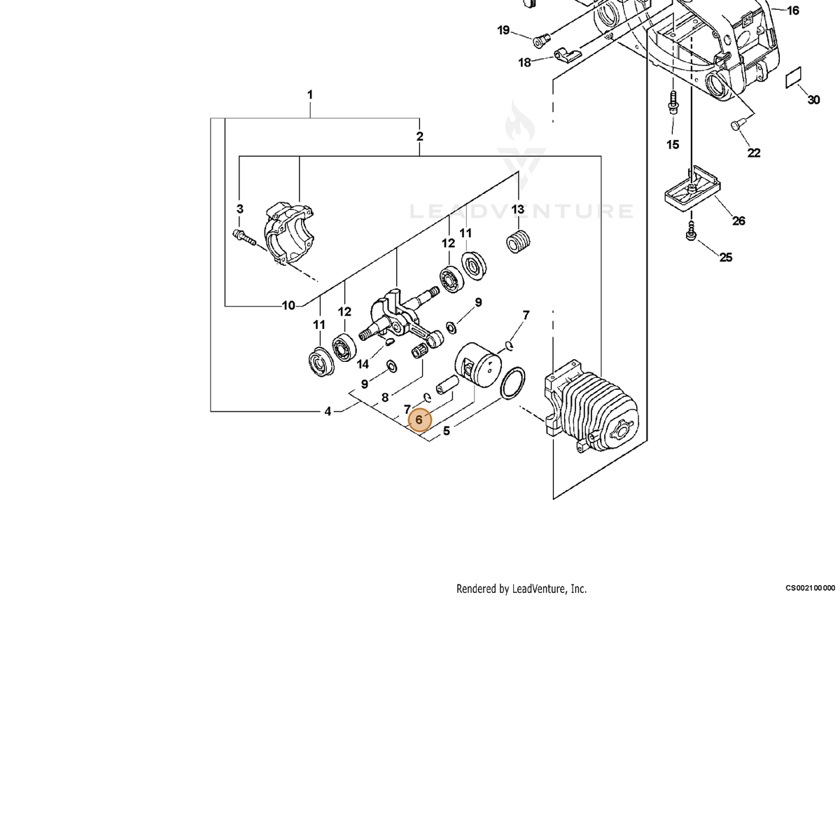 ECHO part 10001315330 — IPL diagram snippet (6x zoom, amber highlight)