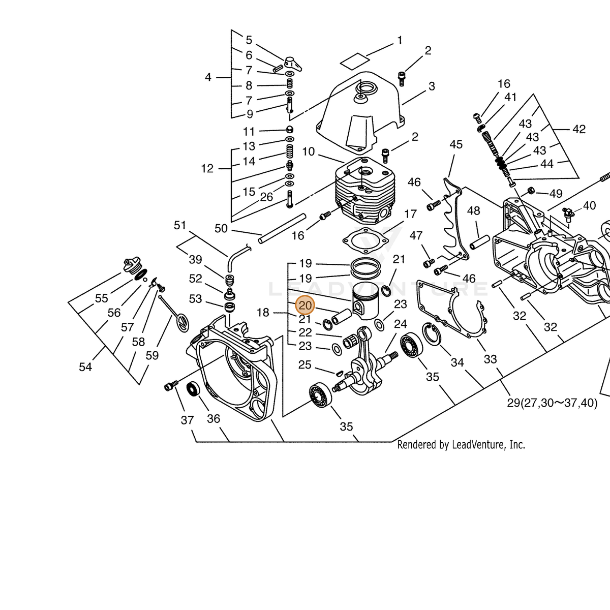 ECHO part 10001316430 — IPL diagram snippet (6x zoom, amber highlight)