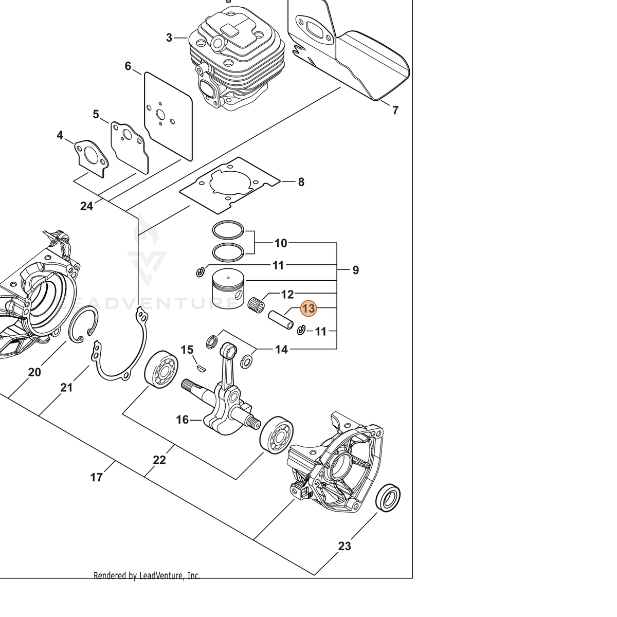 ECHO part 10001327430 — IPL diagram snippet (6x zoom, amber highlight)