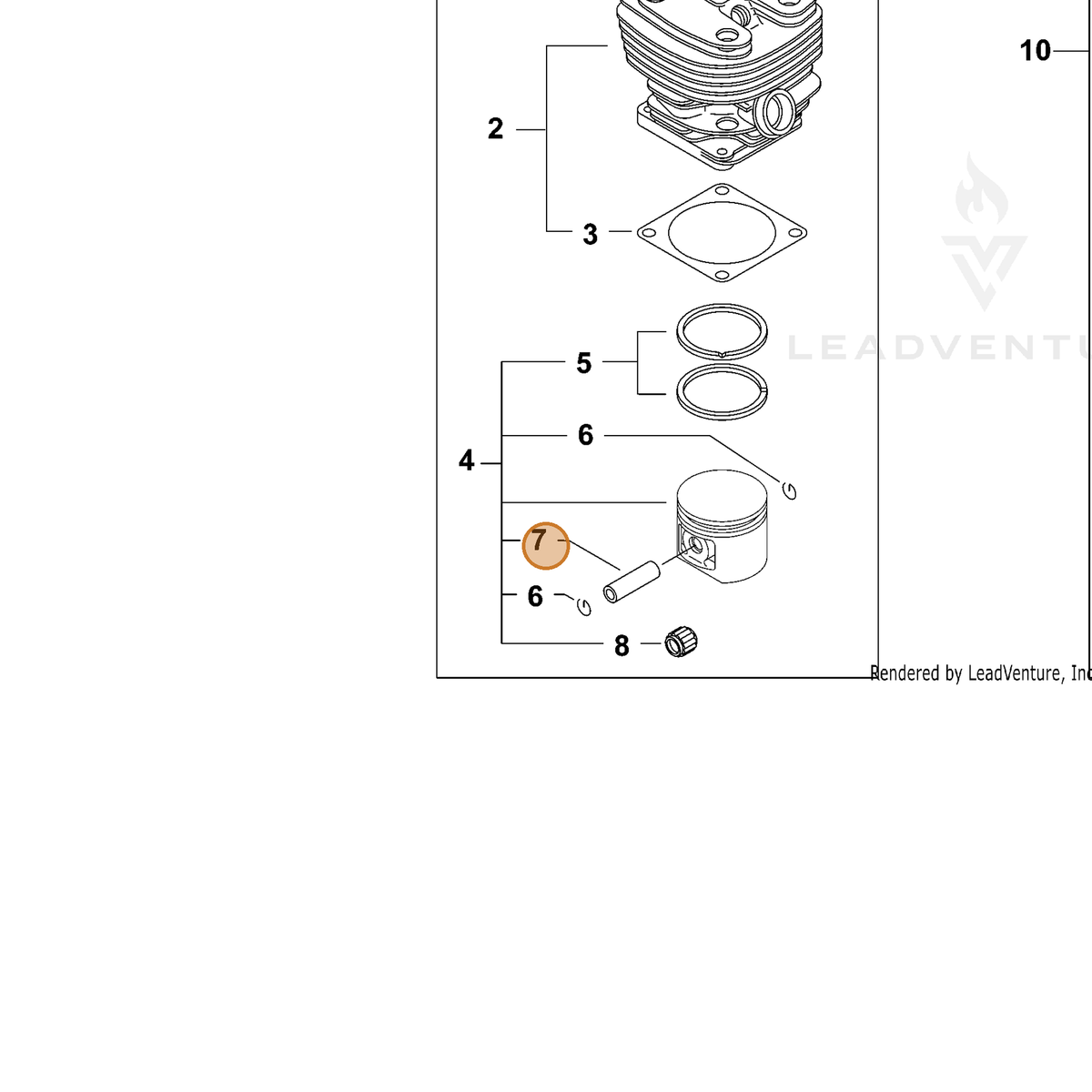 ECHO part 10001330830 — IPL diagram snippet (6x zoom, amber highlight)
