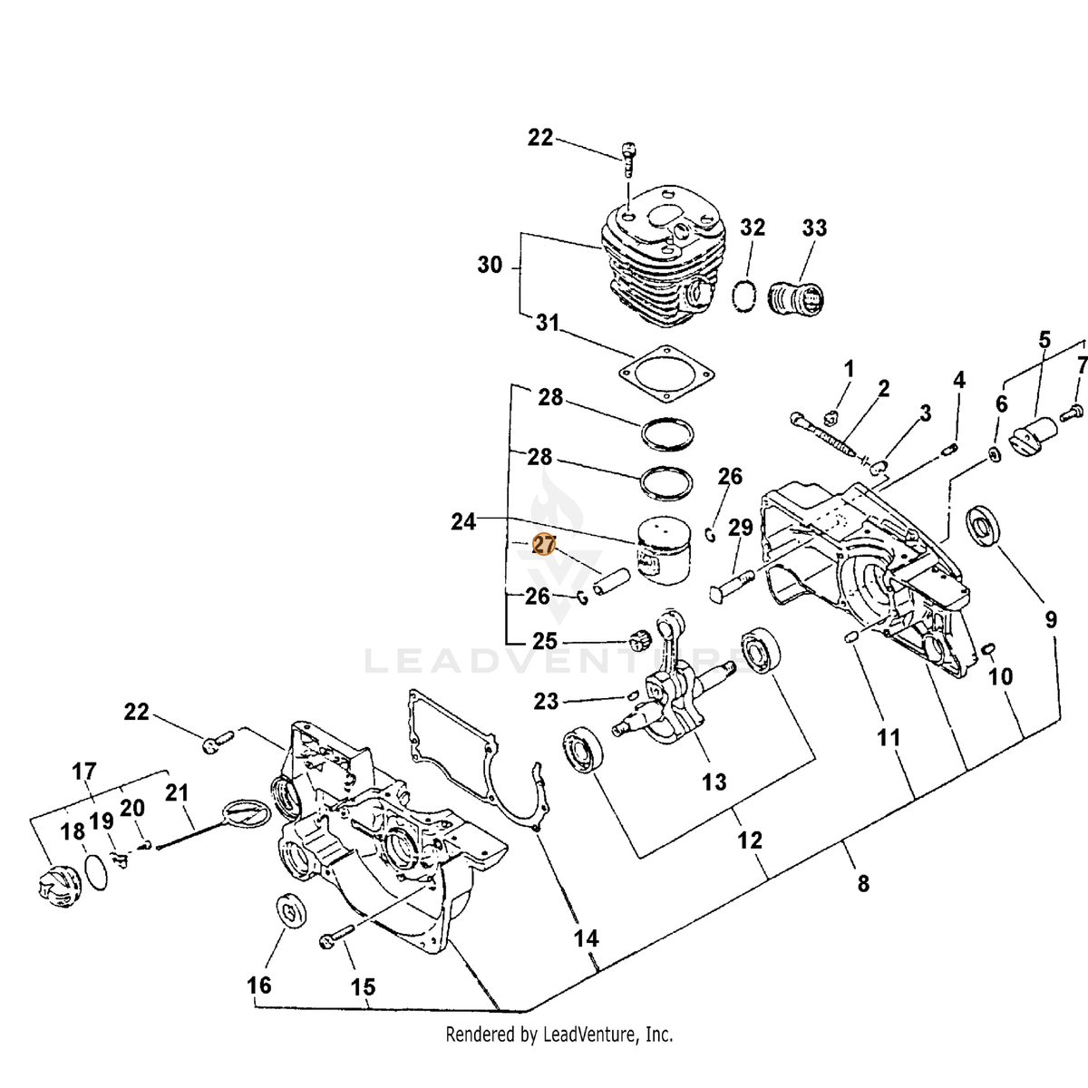 ECHO part 10001339730 — IPL diagram snippet (6x zoom, amber highlight)