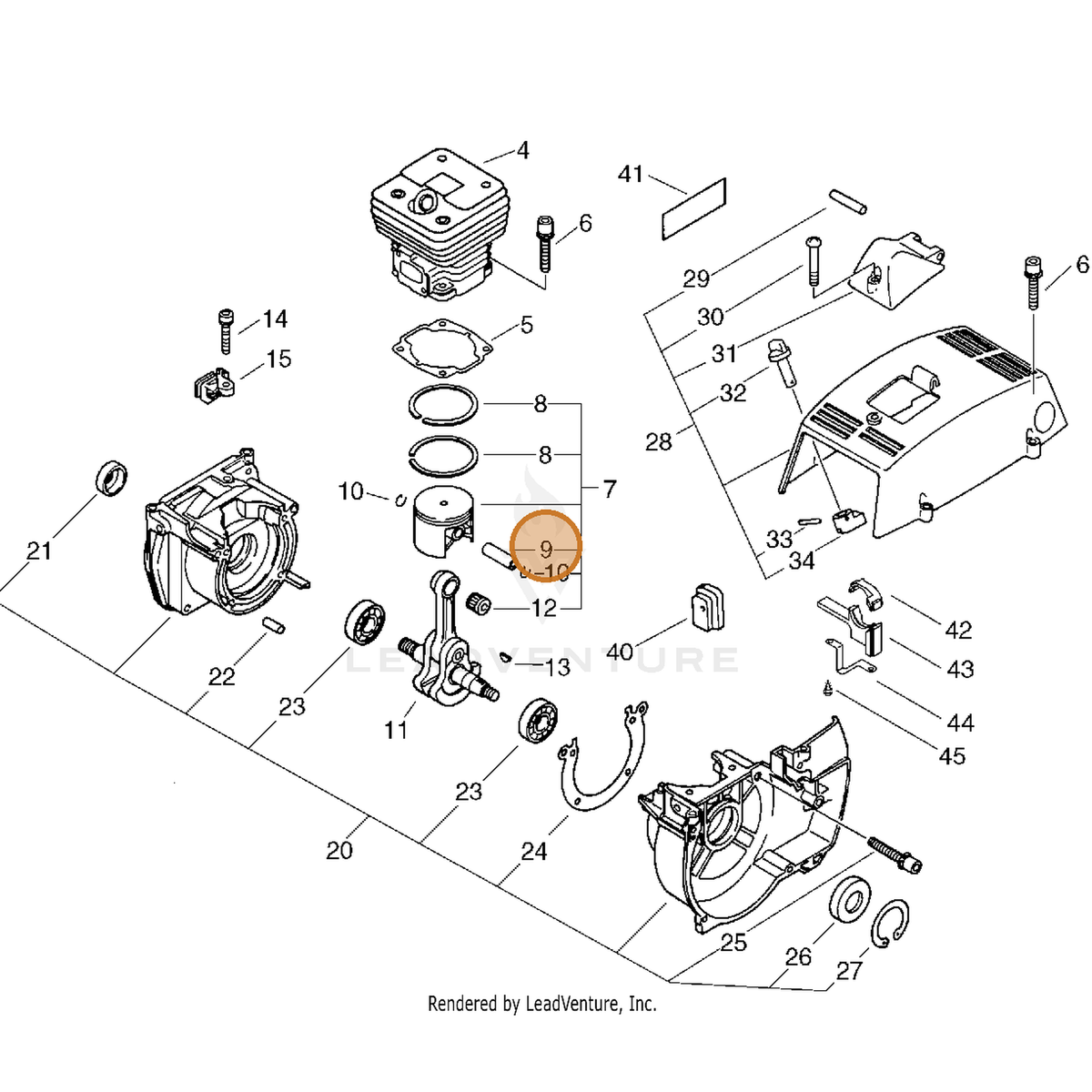 ECHO part 10001354430 — IPL diagram snippet (6x zoom, amber highlight)