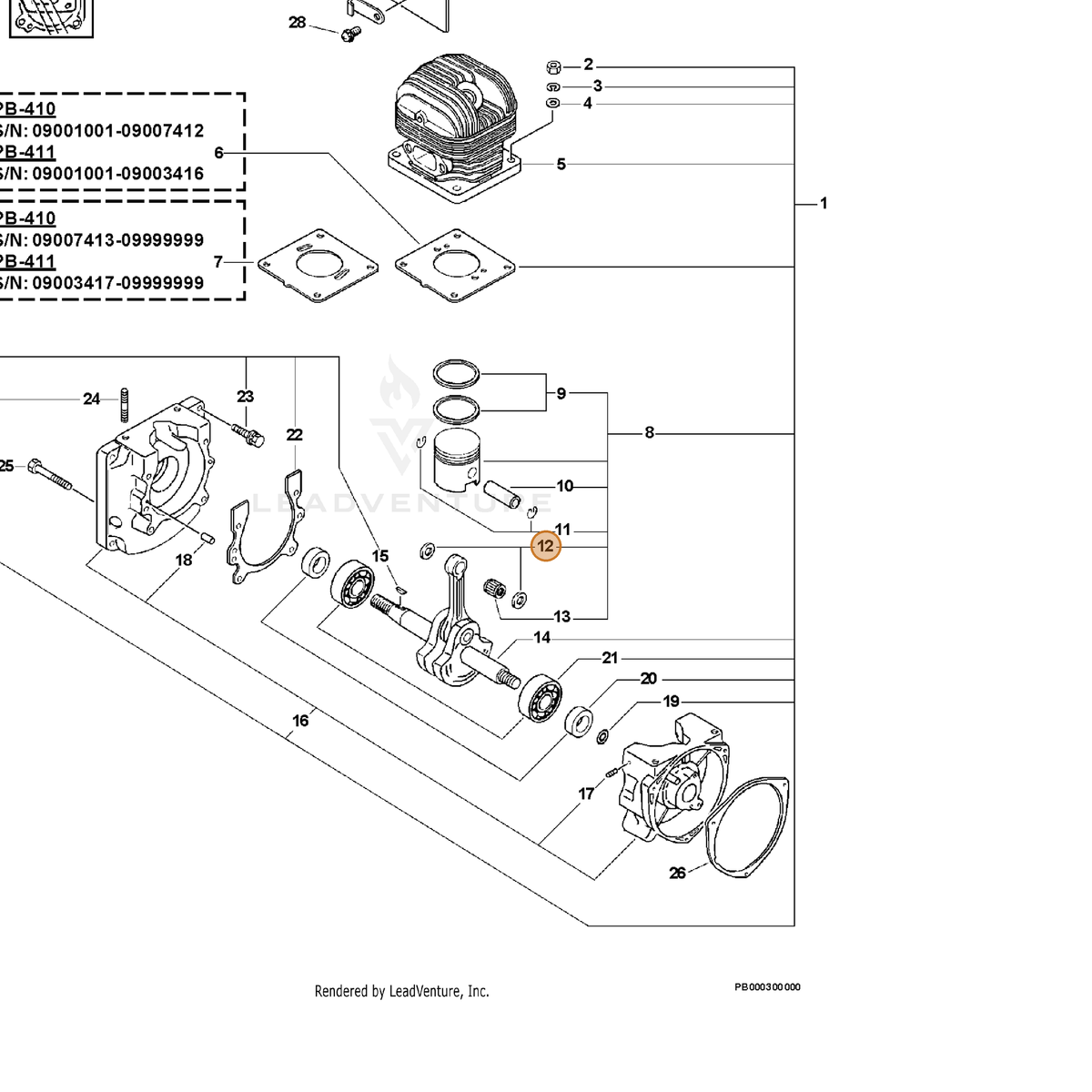 ECHO part 10001402260 — IPL diagram snippet (6x zoom, amber highlight)
