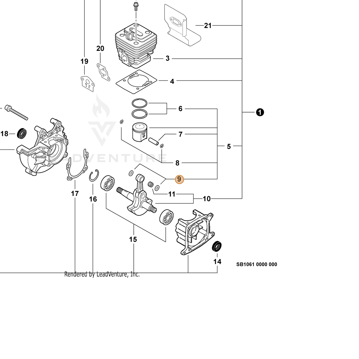 ECHO part 10001411520 — IPL diagram snippet (6x zoom, amber highlight)