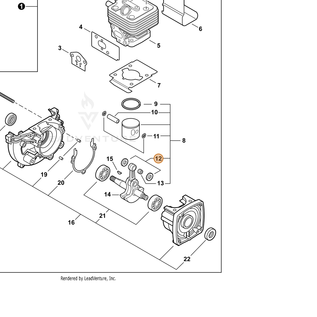 ECHO part 10001453630 — IPL diagram snippet (6x zoom, amber highlight)
