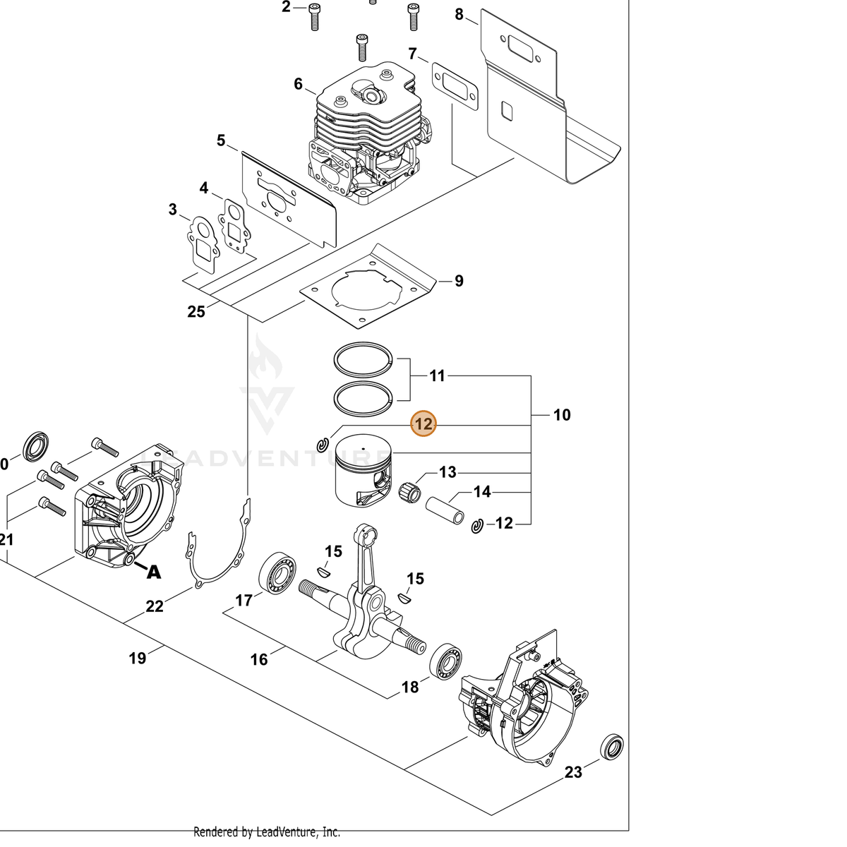 ECHO part 10001530830 — IPL diagram snippet (6x zoom, amber highlight)