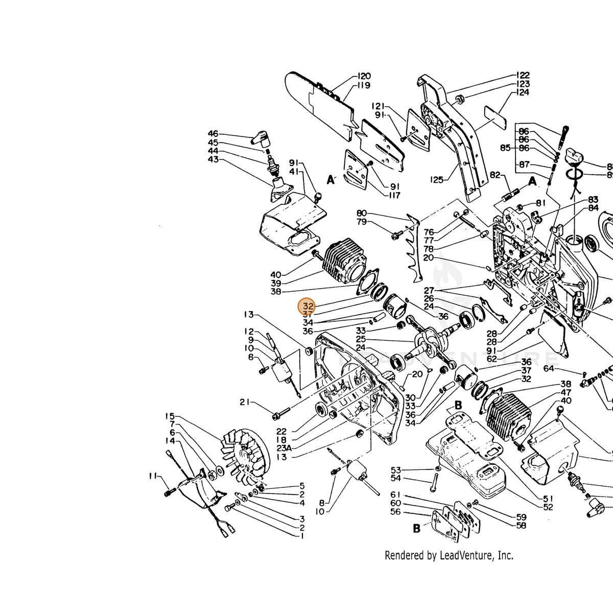 ECHO part 10001616130 — IPL diagram snippet (6x zoom, amber highlight)